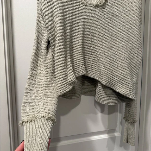 Free People V-Neck Striped Sweater in Cream-ish Grey - Picture 2 of 5